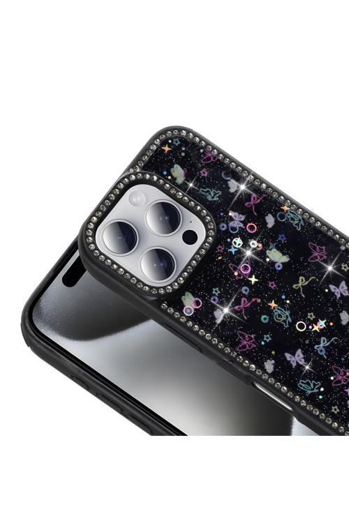 Apple İphone 16 Pro Max Kılıf Taşlı Ve Simli Tasarım Zr-Azra