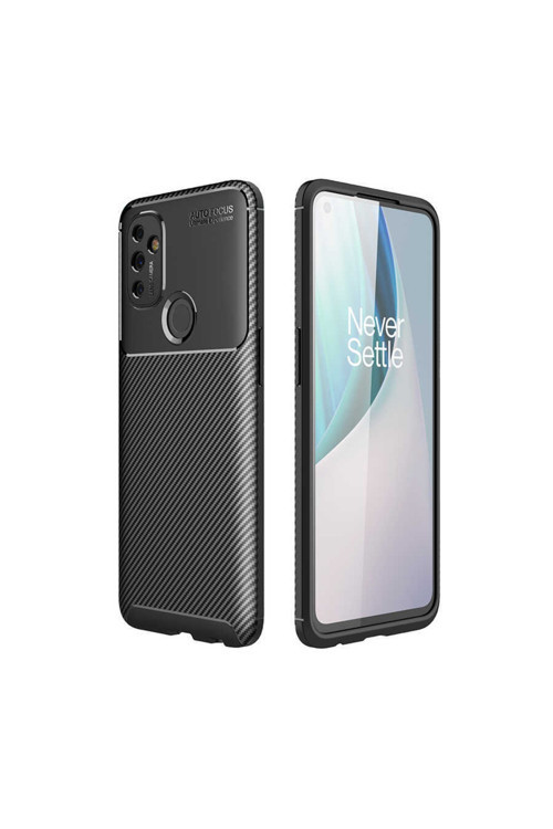 One Plus Nord N100 Kılıf Karbon Görünümlü Silikon -Zr-Negro + Ekran Koruyucu A++