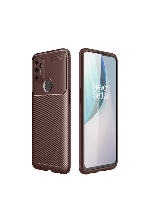 One Plus Nord N100 Kılıf Karbon Görünümlü Silikon -Zr-Negro + Kablo Koruyucu A++