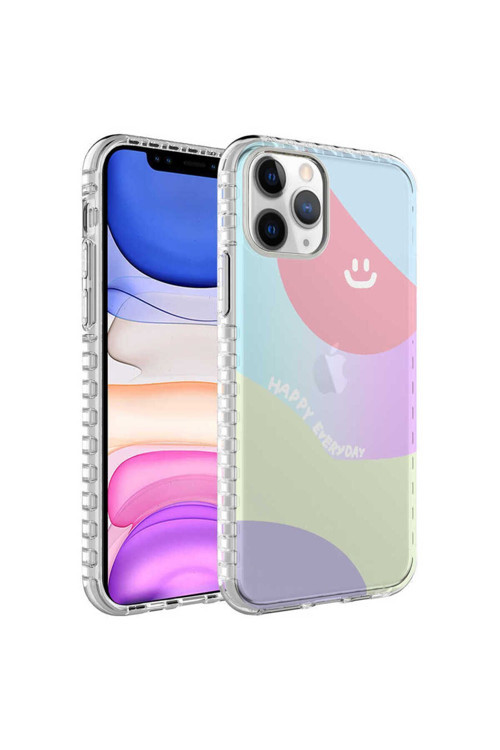 Apple İphone 11 Pro Max Kılıf Airbag Kenarlı Renkli Desenli Silikon Elegans Kapak
