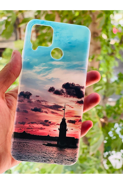 Realme C15 Kılıf Kız Kulesi Desenli Baskılı Silikon