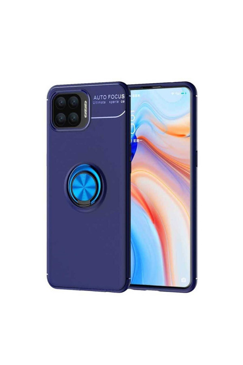 Oppo Reno A73 Kılıf Ravel Yüzüklü Standlı Silikon Kapak