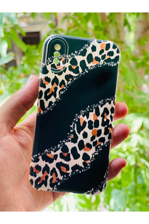 İphone X / Xs Kılıf Leopar Desenli Baskılı Silikon