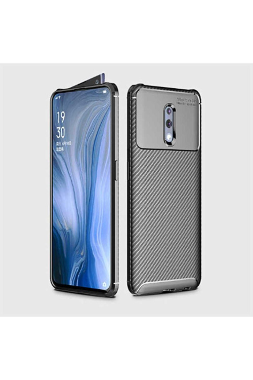 Oppo Reno Kılıf Karbon Görünümlü Silikon Zr-Negro