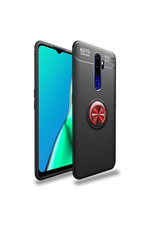 Oppo A5 2020 Kılıf Ravel Yüzüklü Standlı Silikon Kapak