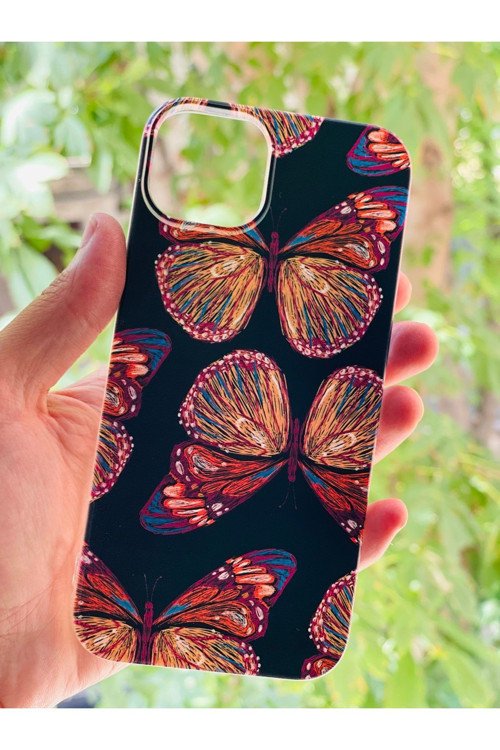 İphone 14 Plus Kılıf Kelebek Desenli Baskılı Silikon