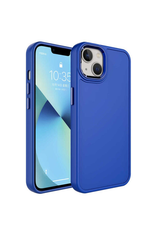Apple İphone 14 Kılıf Metal Çerçeve Ve Buton Tasarımlı Sert Botox Kapak