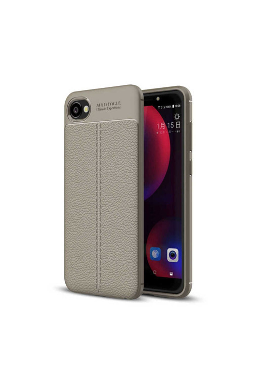 Htc Desire 12 Kılıf Deri Görünümlü Silikon -Zr-Niss + Kablo Koruyucu + Ekran Koruyucu