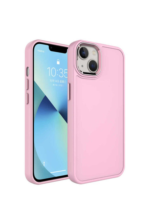 Apple İphone 14 Kılıf Metal Çerçeve Ve Buton Tasarımlı Sert Botox Kapak