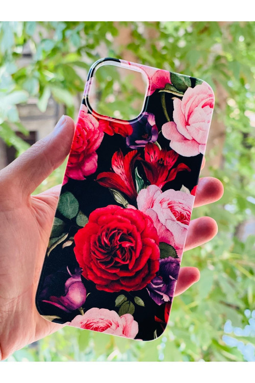 İphone 14 Plus Uyumlu Kılıf Çiçek Desenli Baskılı Silikon