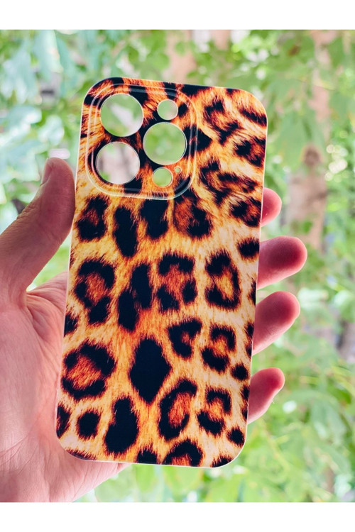 İphone 14 Pro Kılıf Leopar Desenli Baskılı Silikon
