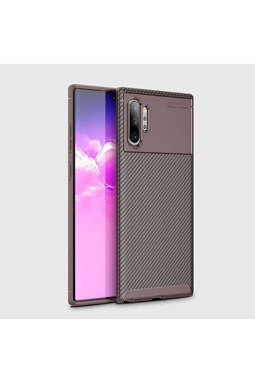 Samsung Galaxy Note 10 Plus Uyumlu Kılıf Karbon Görünümlü Silikon Zr-Negro