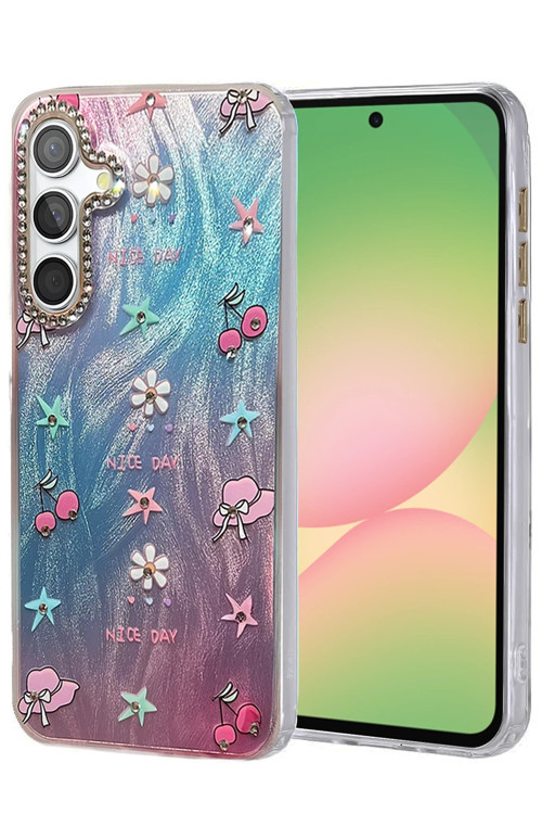 Samsung Galaxy A24 4G Kılıf Parlak Desenli Taşlı Azn-Blade