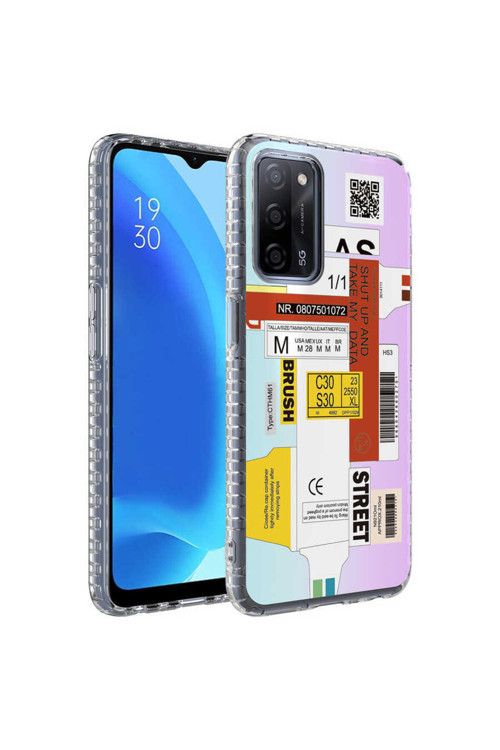 Oppo A54 4G Kılıf Airbag Kenarlı Renkli Desenli Silikon Elegans Kapak