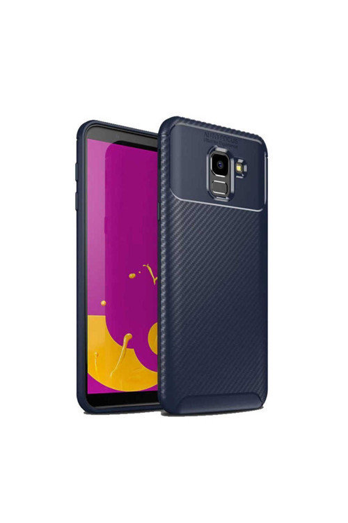 Samsung Galaxy J6 Uyumlu Kılıf Karbon Görünümlü Silikon Zr-Negro