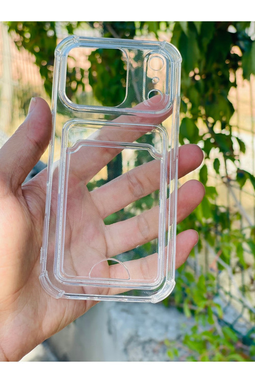 Apple İphone 17 Pro Kılıf Şeffaf Kartlıklı Silikon Azn-Setrakart