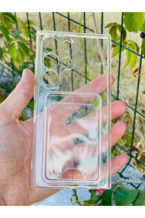 Samsung Galaxy S24 Ultra Kılıf Şeffaf Kartlıklı Silikon Azn-Setrakart