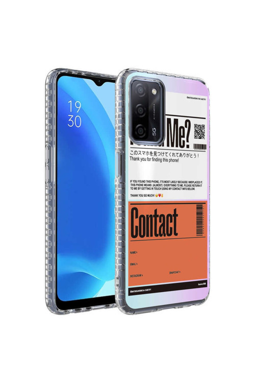 Oppo A54 4G Kılıf Renkli Desenli Silikon Elegans + Kablo Koruyucu + Ekran Koruyucu