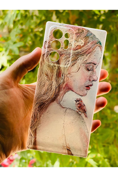Samsung Galaxy Note 20 Ultra Uyumlu Kılıf Kız Serçe Desenli Baskılı Silikon
