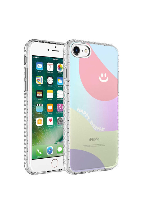 Apple Iphone Se 2020 Kılıf Renkli Desenli Silikon Elegans + Kablo Koruyucu A++