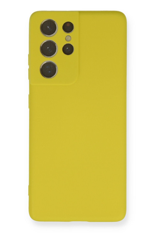 Samsung Galaxy S21 Ultra Kılıf Nano Içi Kadife Silikon - Sarı