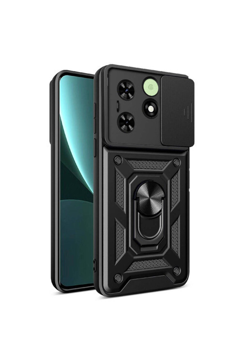 Tecno Spark 20C Kılıf Magnetik Standlı Kamera Korumalı Kapak Zr-Sürgülü
