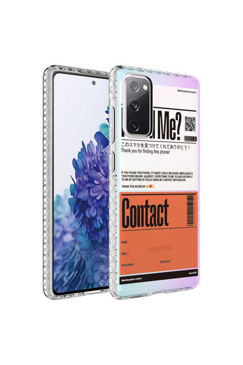 Samsung Galaxy S20 Fe Kılıf Renkli Desenli Silikon Elegans + Kablo Koruyucu + Ekran Koruyucu