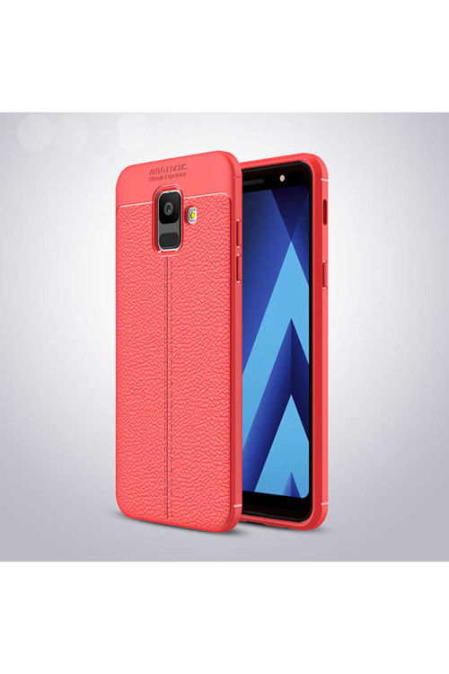Samsung Galaxy A6 Uyumlu 2018 Kılıf Deri Görünümlü Silikon Zr-Niss