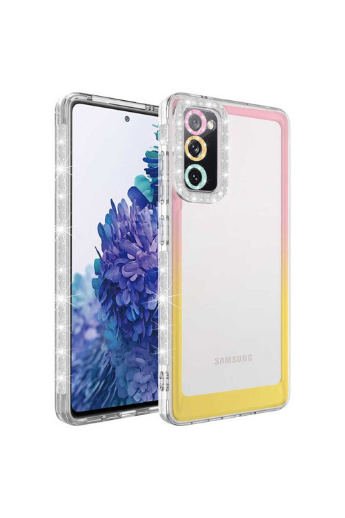 Samsung Galaxy S20 Fe Kılıf Simli Ve Renk Geçişli Kapak Zr-Park