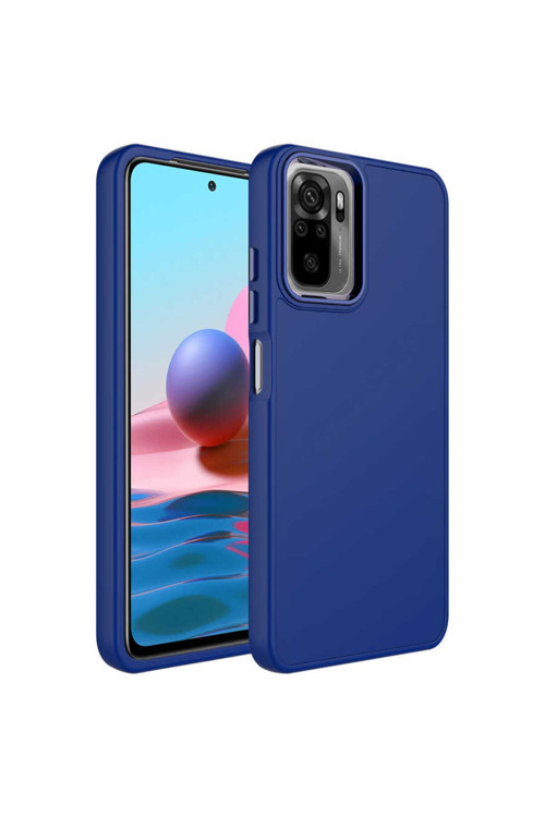 Xiaomi Redmi Note 10S Kılıf Metal Çerçeve Ve Buton Tasarımlı Silikon Zr-Luna