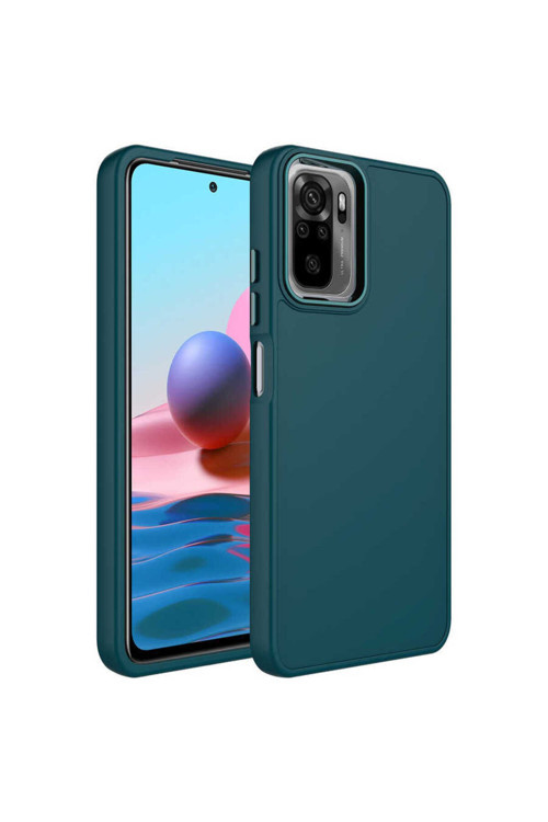 Xiaomi Redmi Note 10S Kılıf Metal Çerçeve Ve Buton Tasarımlı Silikon Zr-Luna