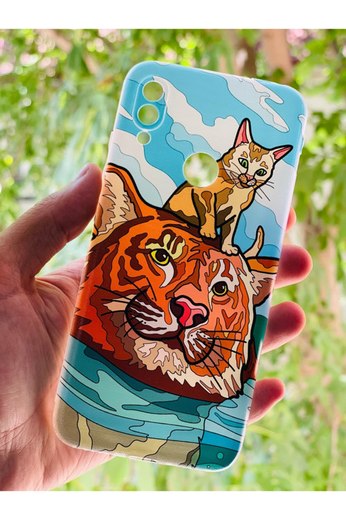 Xiaomi Redmi Note 7 / Note 7 Pro Kılıf Aslan Kedi Desenli Baskılı Silikon