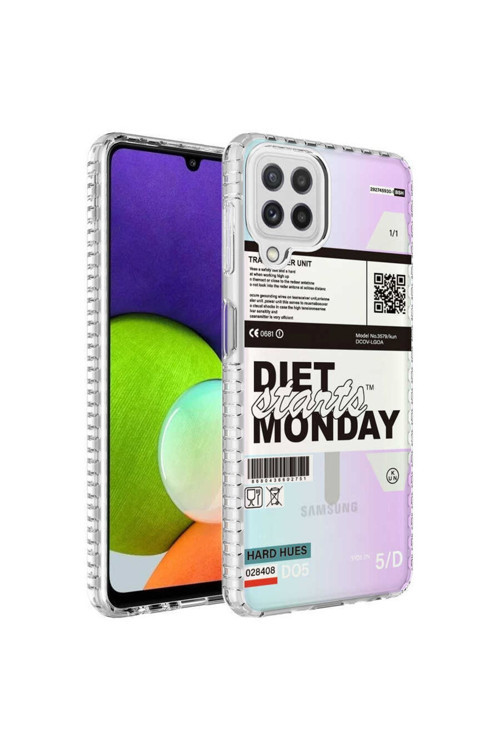 Samsung Galaxy M32 Kılıf Renkli Desenli Silikon Elegans + Kablo Koruyucu + Ekran Koruyucu