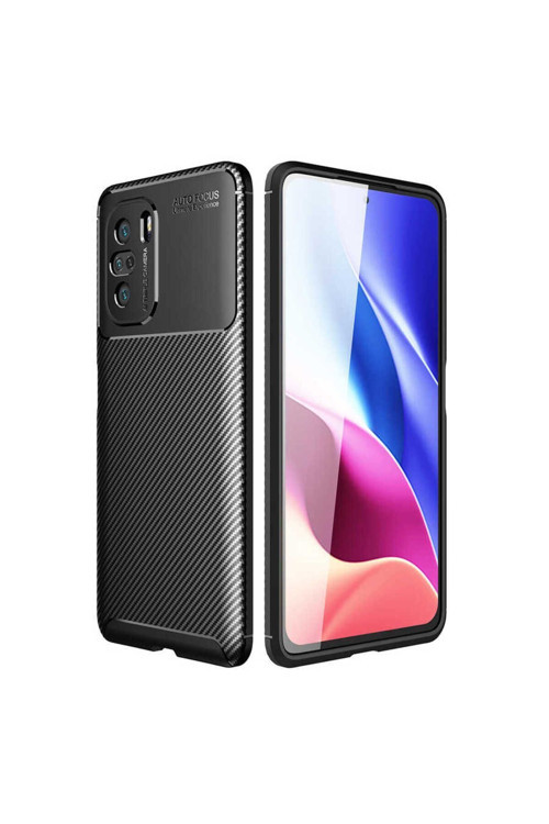 Xiaomi Poco F3 Kılıf Karbon Görünümlü Silikon Zr-Negro