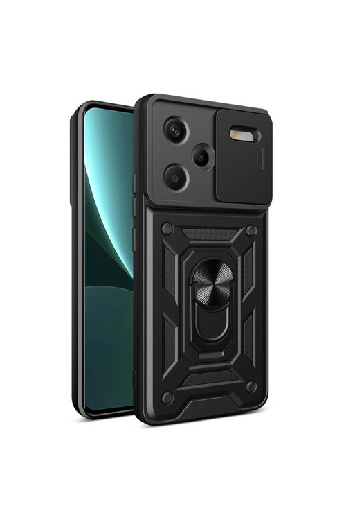 Xiaomi Redmi Note 13 Pro Plus 5G Kılıf Magnetik Standlı Kamera Korumalı Kapak Zr-Sürgülü