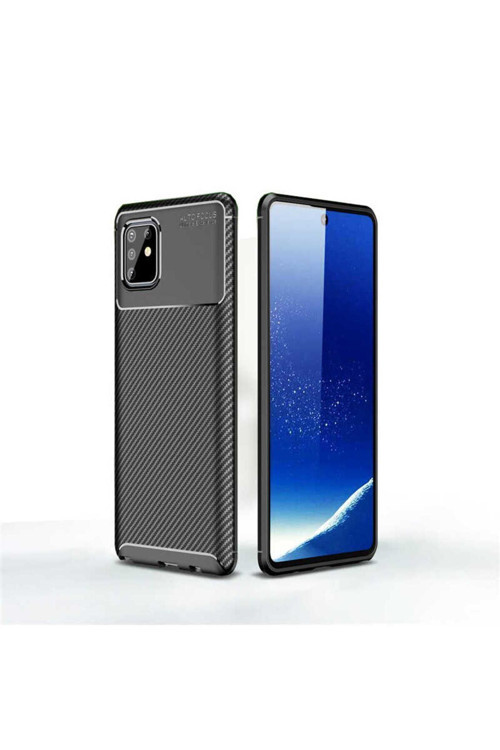 Samsung Galaxy A81 (Note 10 Lite) Kılıf Karbon Görünümlü Silikon Zr-Negro