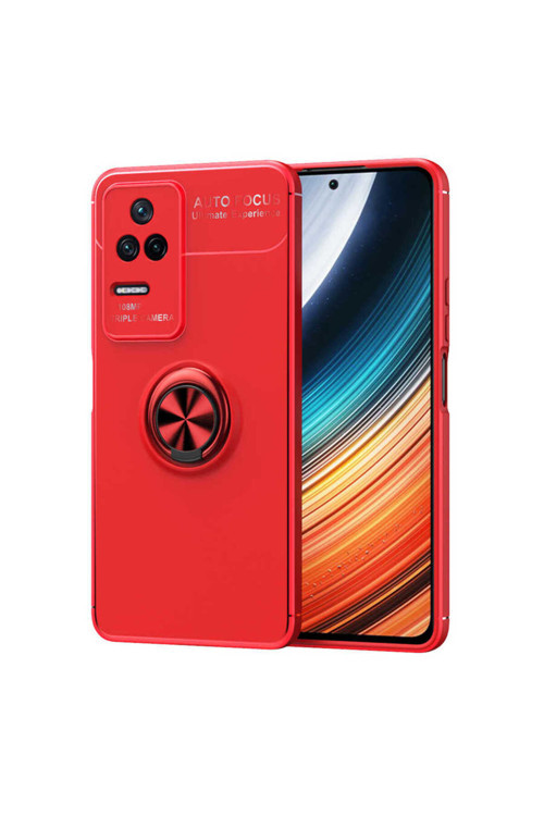 Xiaomi Poco F4 Uyumlu Kılıf Ravel Yüzüklü Standlı Silikon Kapak
