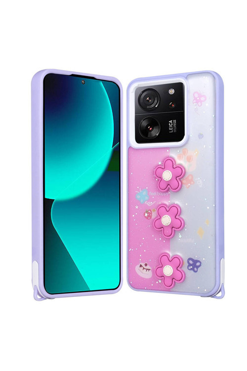 Xiaomi Mi 13T / Mi 13T Pro Kılıf Parlayan Simli Kabartma Figürlü Zr-Cevze