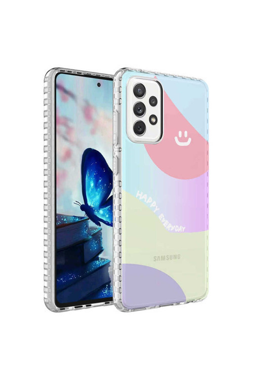 Samsung Galaxy A72 Kılıf Airbag Kenarlı Renkli Desenli Silikon Elegans Kapak
