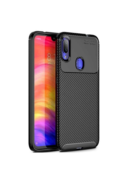 Xiaomi Redmi Note 7 Kılıf Karbon Görünümlü Silikon Zr-Negro