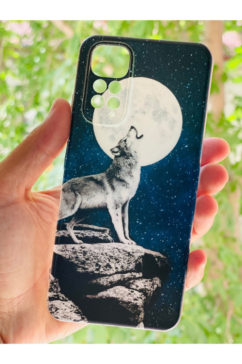 Xiaomi Redmi Note 11 / 11S Kılıf Kurt Ay Desenli Baskılı Silikon