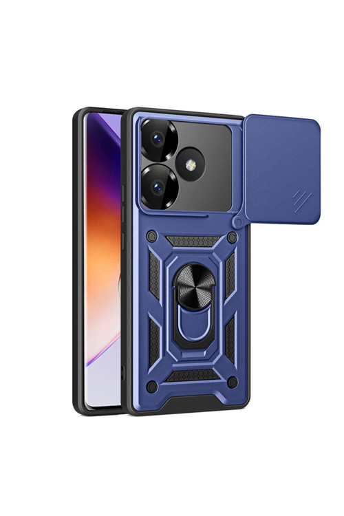 Xiaomi Poco F6 Kılıf Magnetik Standlı Kamera Korumalı Kapak Zr-Sürgülü