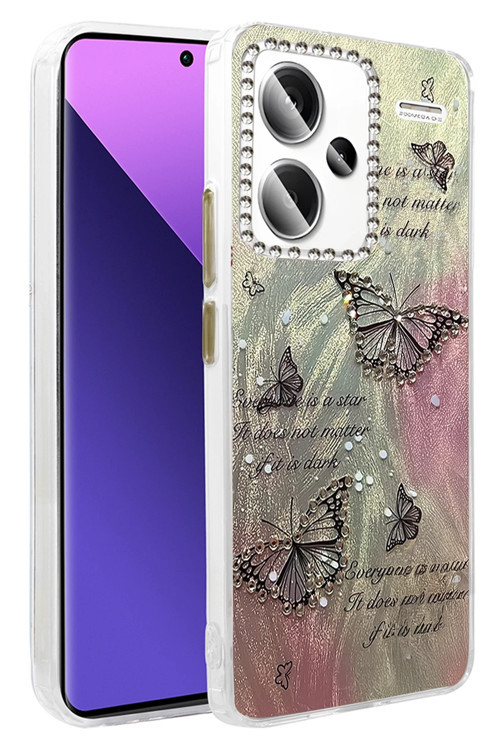 Xiaomi Redmi Note 13 Pro Plus Kılıf Parlak Desenli Taşlı Azn-Blade