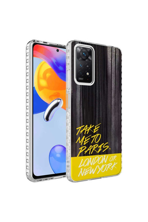 Xiaomi Redmi Note 11 Global Kılıf Airbag Kenarlı Renkli Desenli Silikon Elegans Kapak