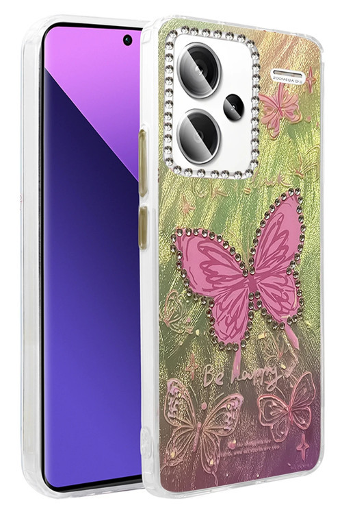 Xiaomi Redmi Note 13 Pro Plus Kılıf Parlak Desenli Taşlı Azn-Blade