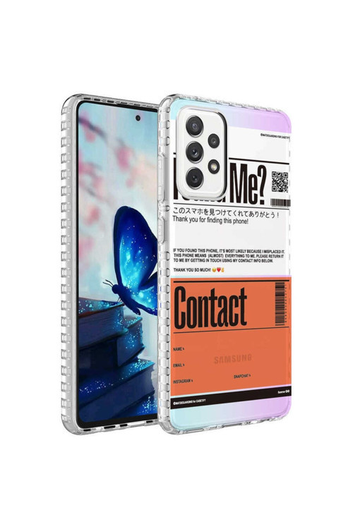 Samsung Galaxy A72 Kılıf Renkli Desenli Silikon Elegans + Kablo Koruyucu + Ekran Koruyucu