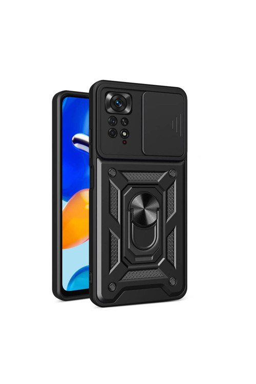 Xiaomi Redmi Note 11 Pro 4G Kılıf Magnetik Standlı Kamera Korumalı Kapak Zr-Sürgülü