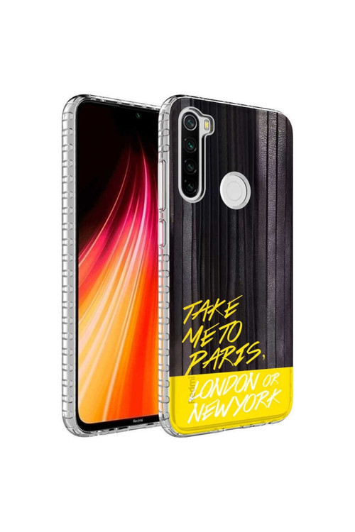 Xiaomi Redmi Note 8 Kılıf Renkli Desenli Silikon Elegans + Kablo Koruyucu + Ekran Koruyucu