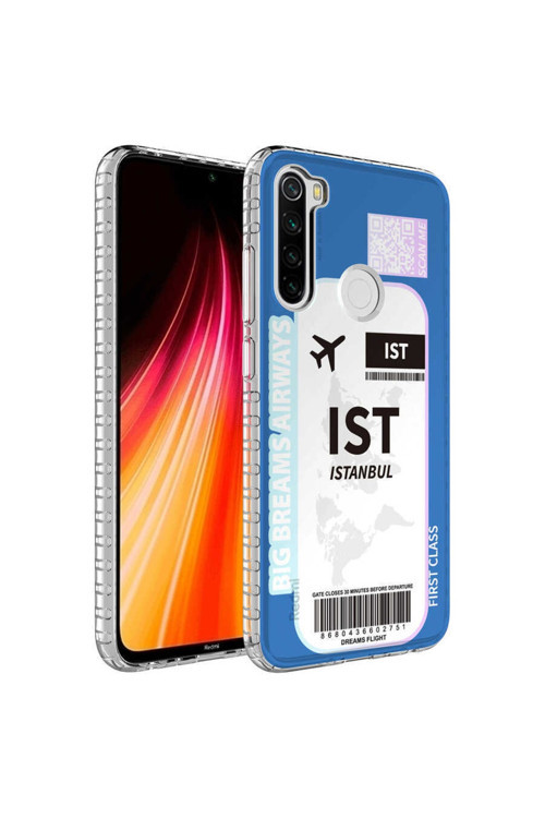 Xiaomi Redmi Note 8 Kılıf Renkli Desenli Silikon Elegans + Kablo Koruyucu + Ekran Koruyucu