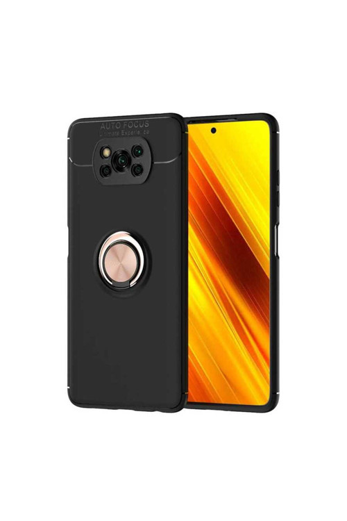 Xiaomi Poco X3 Kılıf Ravel Yüzüklü Standlı Silikon Kapak